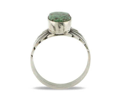 Navajo Ring .925 Silver Kingman Turquoise Artist Signed Apache C.80's