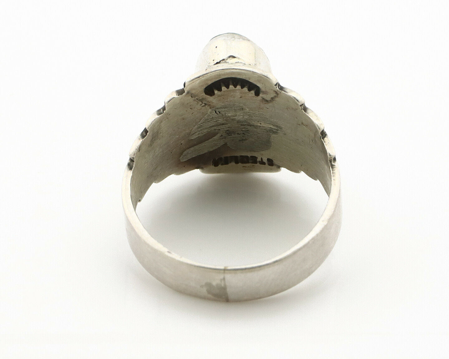 Navajo Ring .925 Silver Bisbee Turquoise Artist Signed Apache C.80's