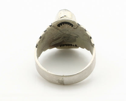 Navajo Ring .925 Silver Bisbee Turquoise Artist Signed Apache C.80's