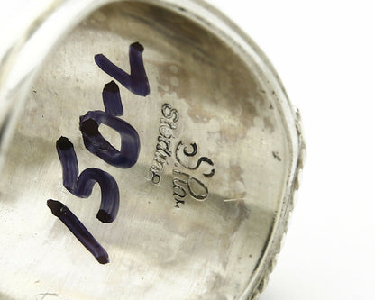 Navajo Ring .925 Silver Handmade Eagle Native Pattern Signed Artist S Ray C.80's