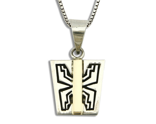 Women's Navajo Necklace .925 Silver & 14k SOLID Gold Artist C.80's Butterfly