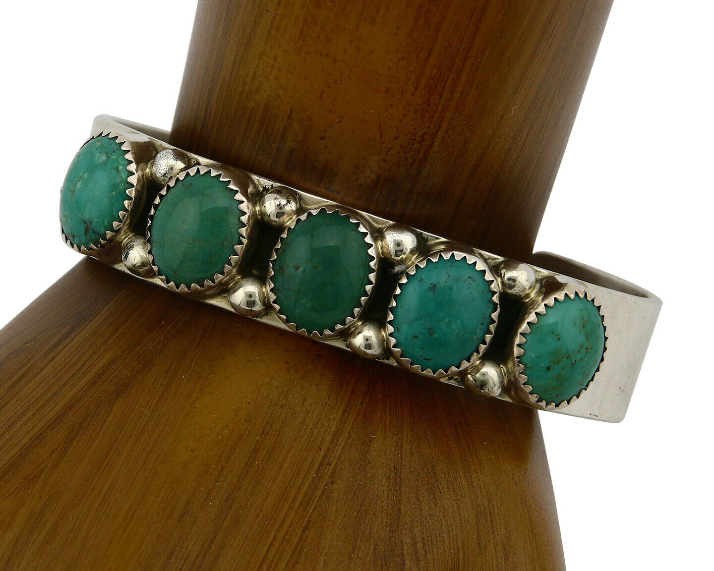 Navajo Bracelet .925 Silver Natural Turquoise Signed C Jones C.80's