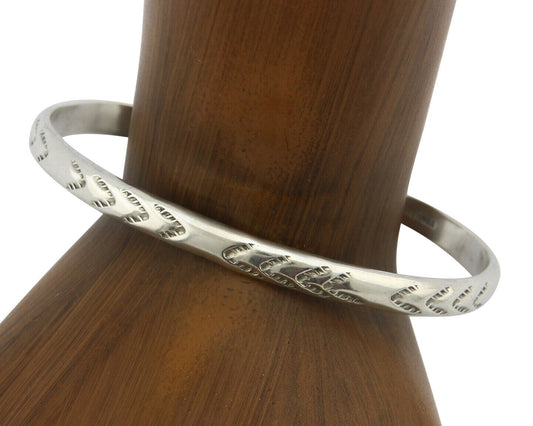 Navajo Bracelet .925 Silver Hand Stamped Arrow Head Artist I Montoya C.80's