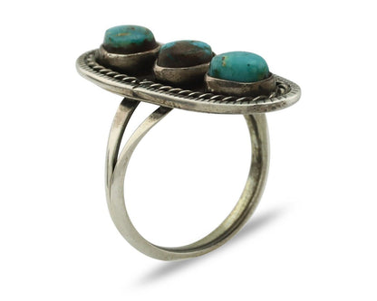 Navajo Ring .925 Silver Natural Blue Turquoise Native American Artist C.80's