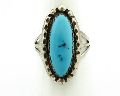 Navajo Ring .925 Silver Natural Blue Turquoise Artist Signed SC C.80's