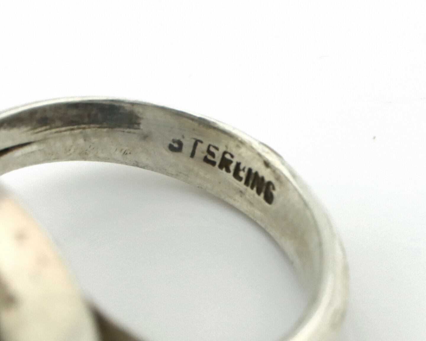 Navajo Ring .925 Silver Natural Blue Turquoise Signed Apache C.80's