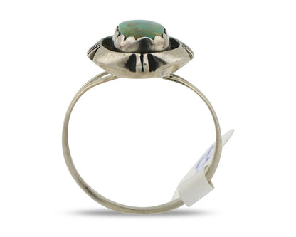 Navajo Ring .925 Silver Blue Gem Turquoise Native American Artist C.80's