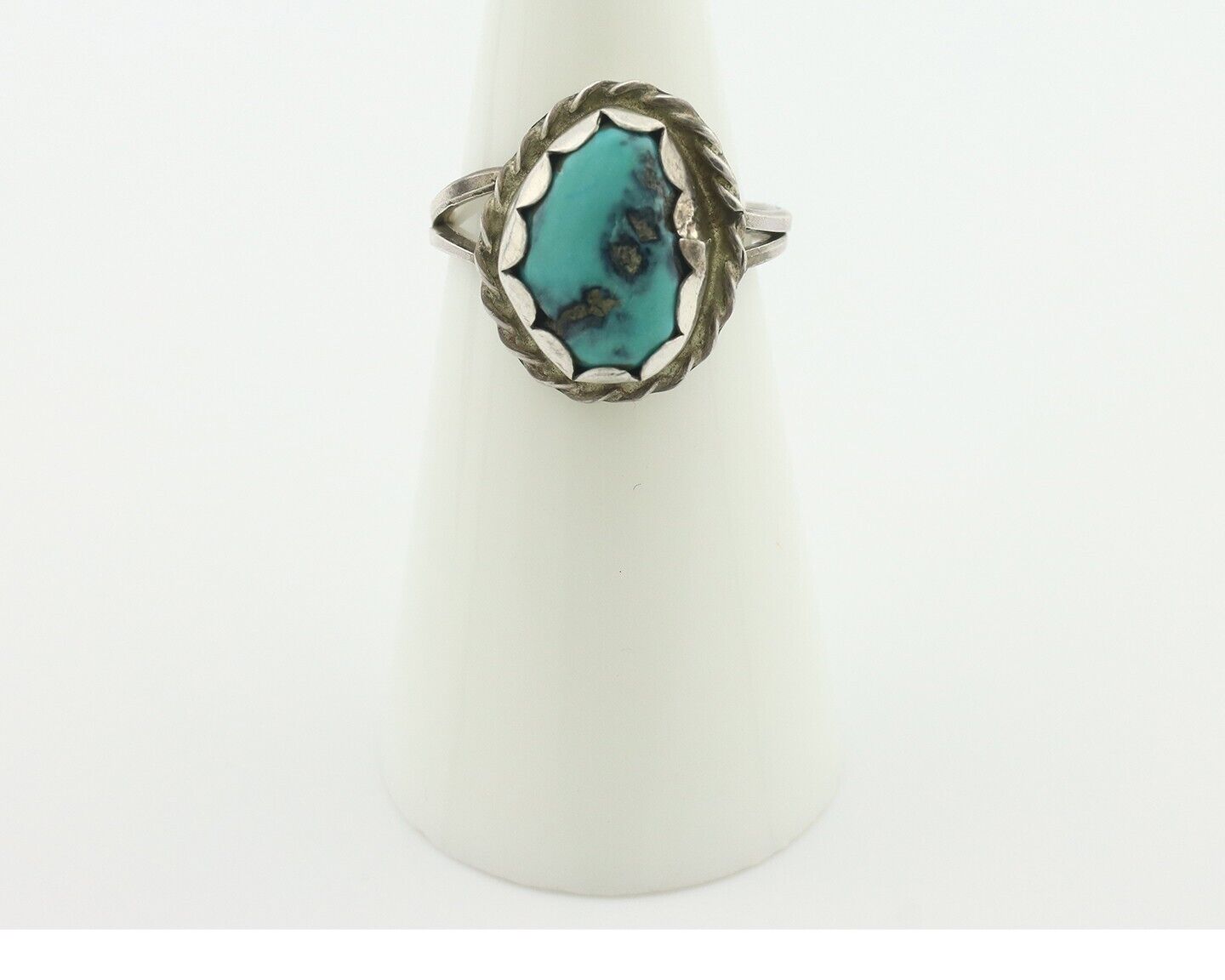 Navajo Handmade Ring .925 Silver Kingman Turquoise Native Artist C.80's
