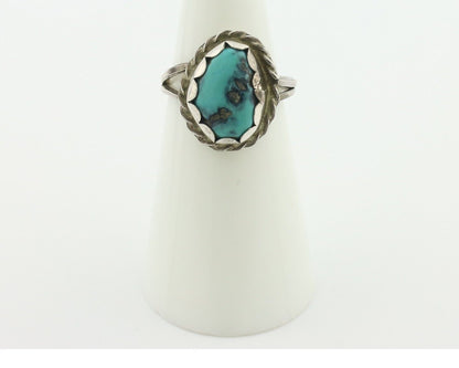 Navajo Handmade Ring .925 Silver Kingman Turquoise Native Artist C.80's