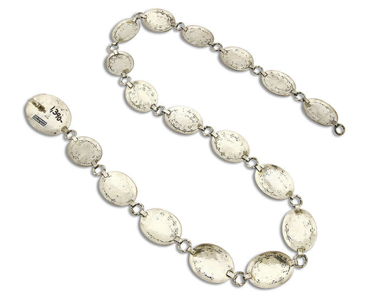 C.1990's Navajo Signed Jerome Begay Gemstone 925 Silver Hand Stamped Concho Belt