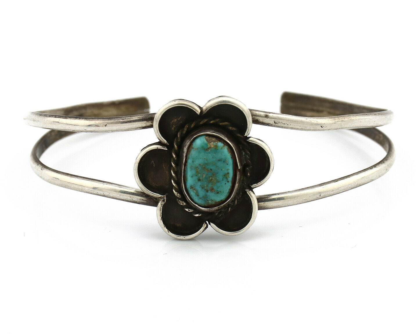 Navajo Bracelet .925 Silver Turquoise Mountain Native American Artist C.80's
