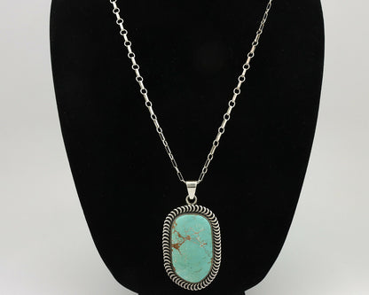 Navajo Pendant .925 Silver Kingman Turquoise Artist Signed Kachina C.80's