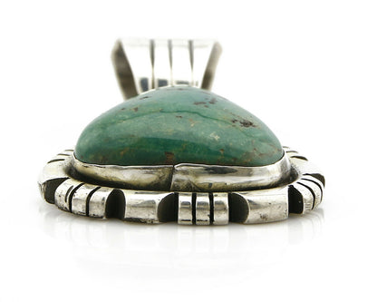 Navajo Pendant .925 Silver Kingman Turquoise Signed Artist FT C.80's