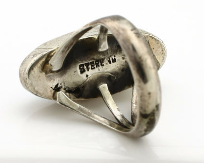 Navajo Ring .925 Silver Arizona Turquoise Native American Artist C80s