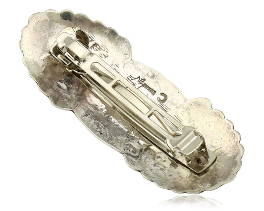 Navajo Hair Clip Barrette .925 Silver Hand Stamped Artist Signed C Montoya C80s