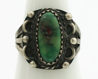 Navajo Ring .925 Silver Green Turquoise Artist Signed F C.80's