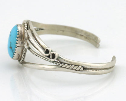 Navajo Bracelet 925 Silver Natural Blue Turquoise Native American Artist C.80's