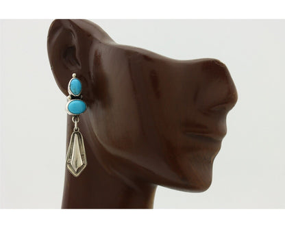 Navajo Earrings 925 Silver Natural Blue Turquoise Native American Earrings C80's