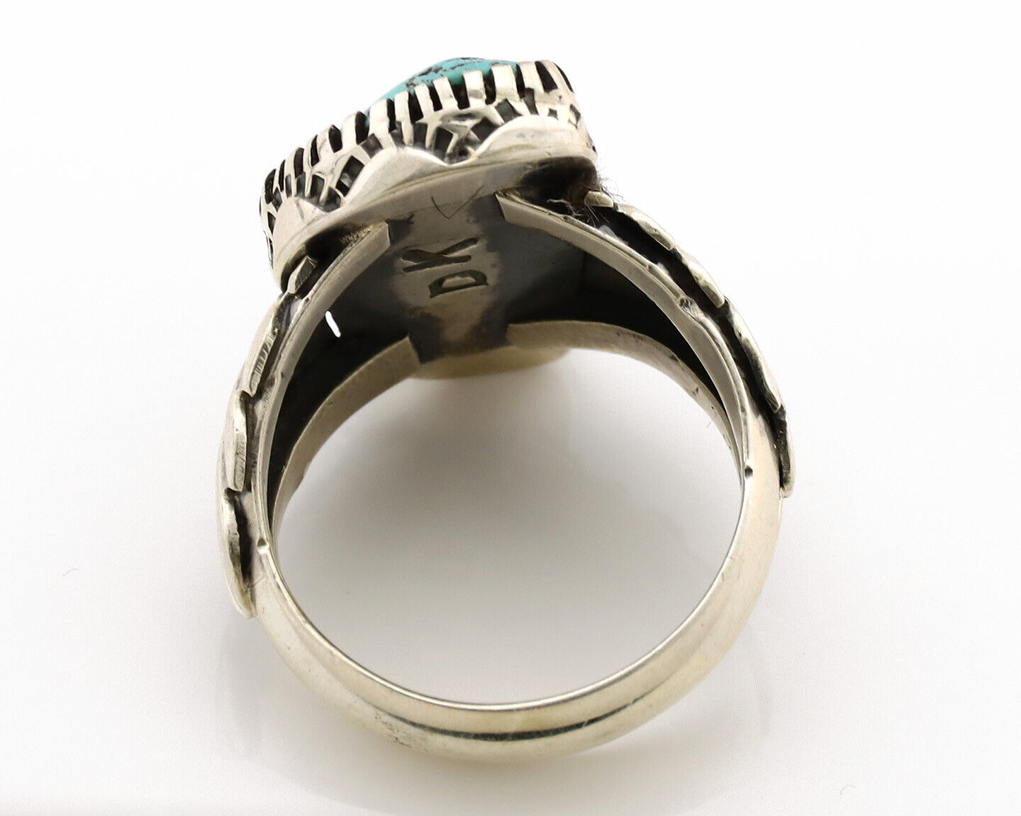 Navajo Ring .925 Silver Sleeping Beauty Turquoise Artist Signed DK C.80's