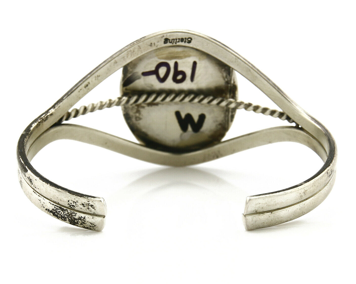 Women's Navajo Bracelet .925 Silver Natural Malachite Cuff Native American C80's