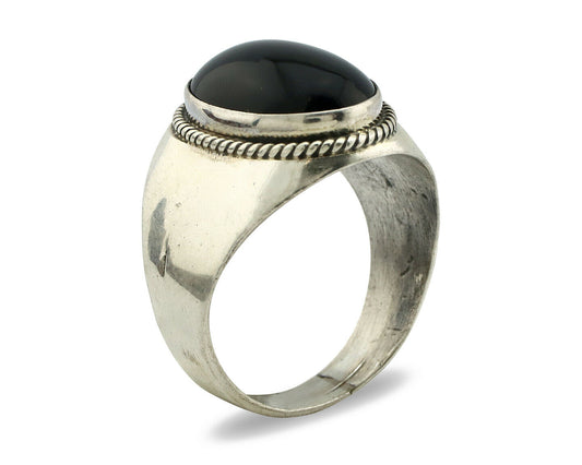 Navajo Ring .925 Silver Handmade Black Onyx Native American Artist C.80's