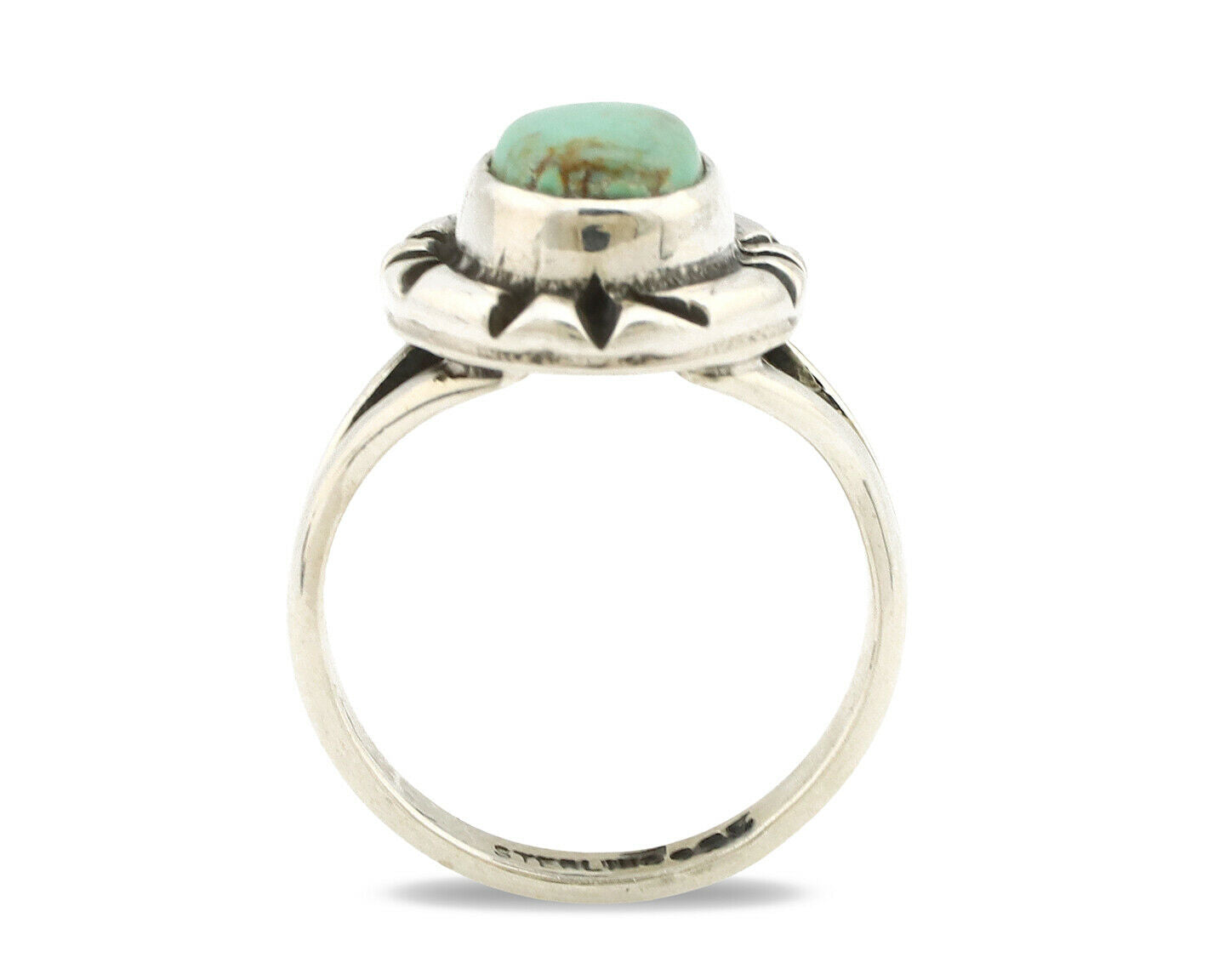 Navajo Ring .925 Silver Kingman Turquoise Artist Signed Gecko C.90's