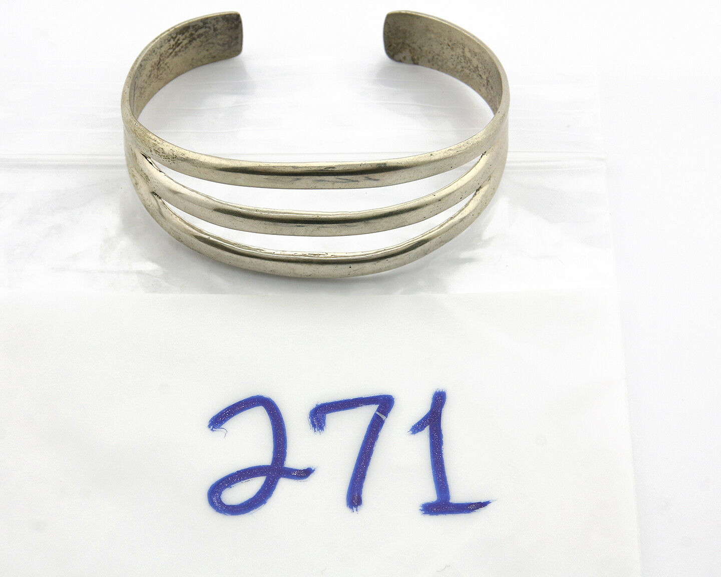 Navajo Sand Cast Bracelet .925 Silver Solid Artist Native American C.80's