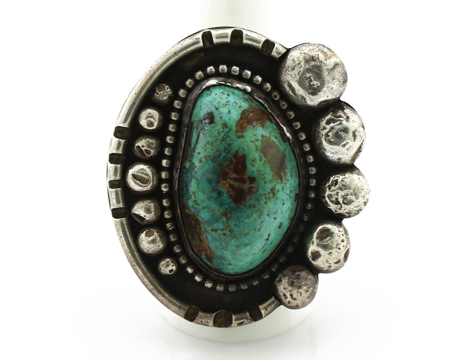 Navajo Ring 925 Silver Natural Blue Turquoise Native American Artist C.1980's