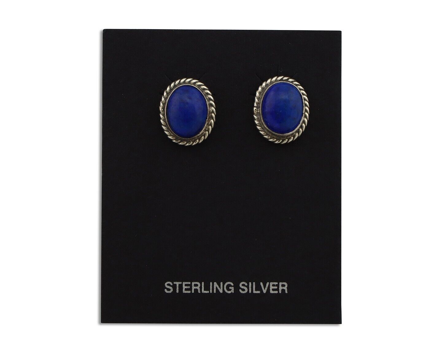 Navajo Earrings 925 Silver Natural Mined Lapis Native American Artist C80s