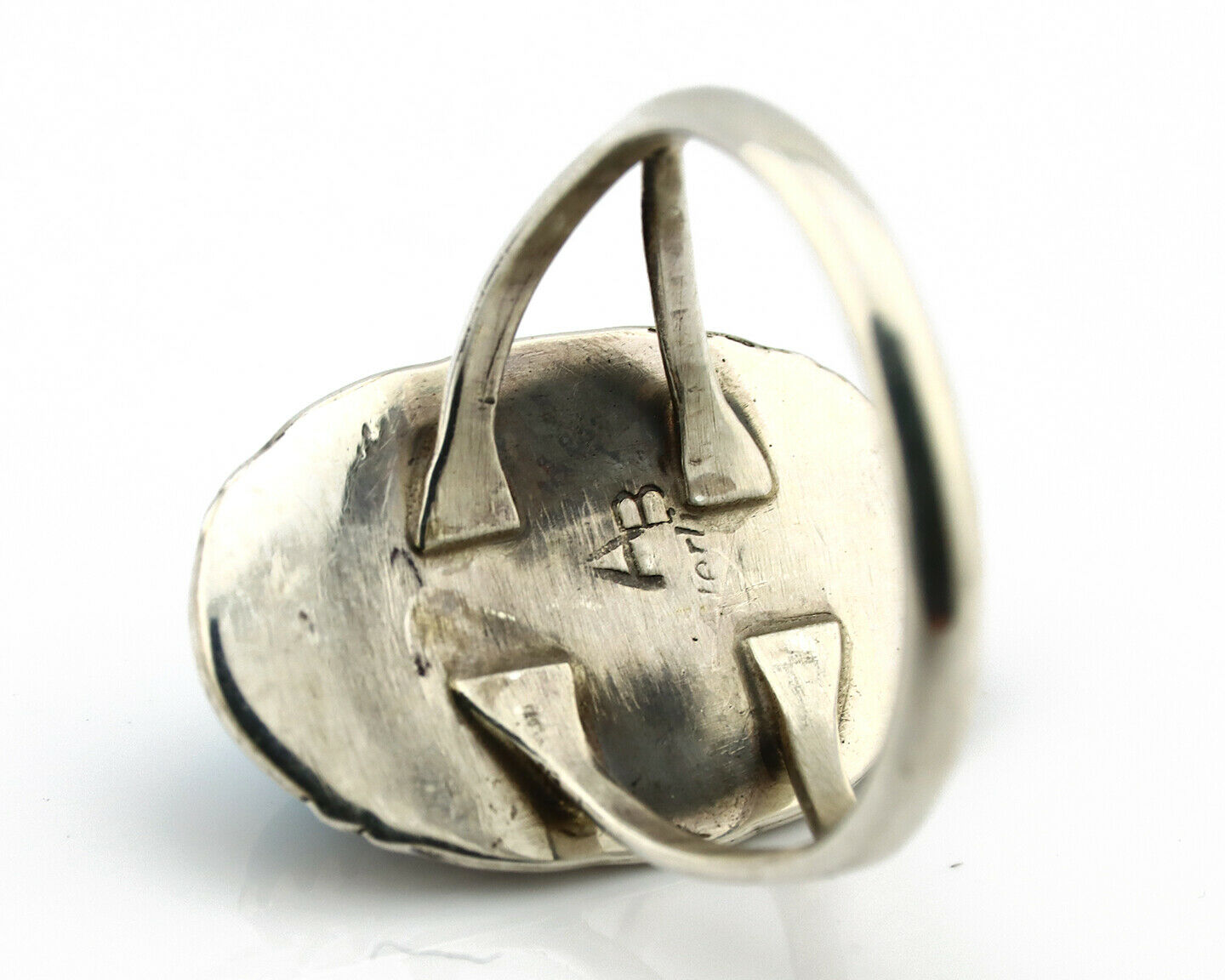 Navajo Ring .925 Silver Sleeping Beauty Turquoise Artist Signed Anna Begay C80s