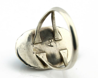 Navajo Ring .925 Silver Sleeping Beauty Turquoise Artist Signed Anna Begay C80s