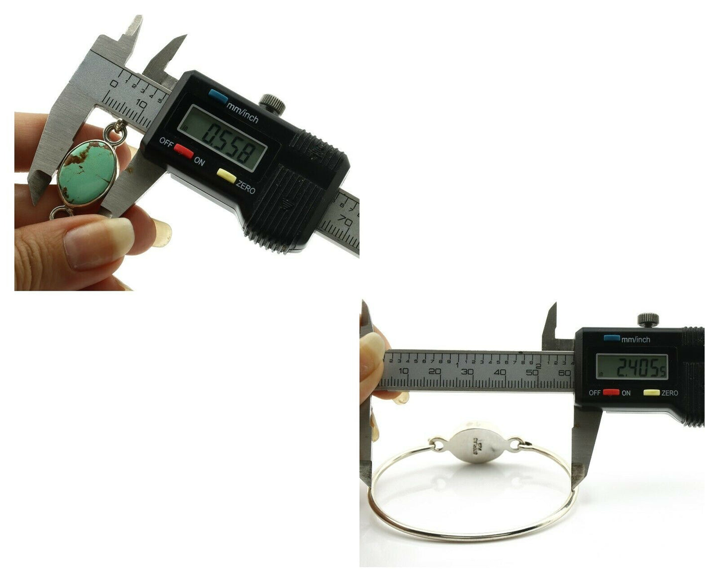 Navajo Bracelet .925 Silver Blue Arizona Turquoise Native American Artist C.90's