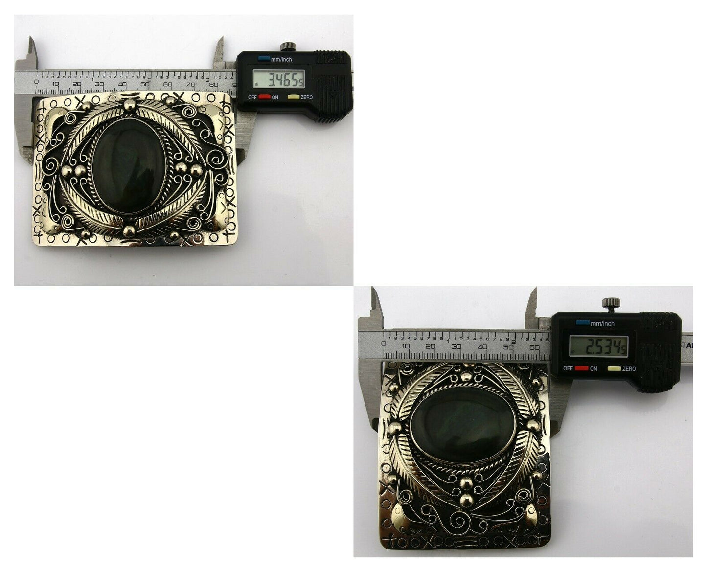 Navajo Handmade Belt Buckle .999 Nickle Silver Chromite Artist Signed Tipi C80's