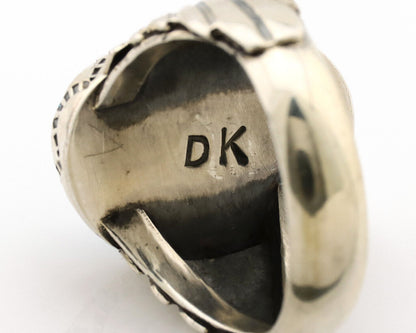 Navajo Ring .925 Silver Sleeping Beauty Turquoise Artist Signed DK C.80's