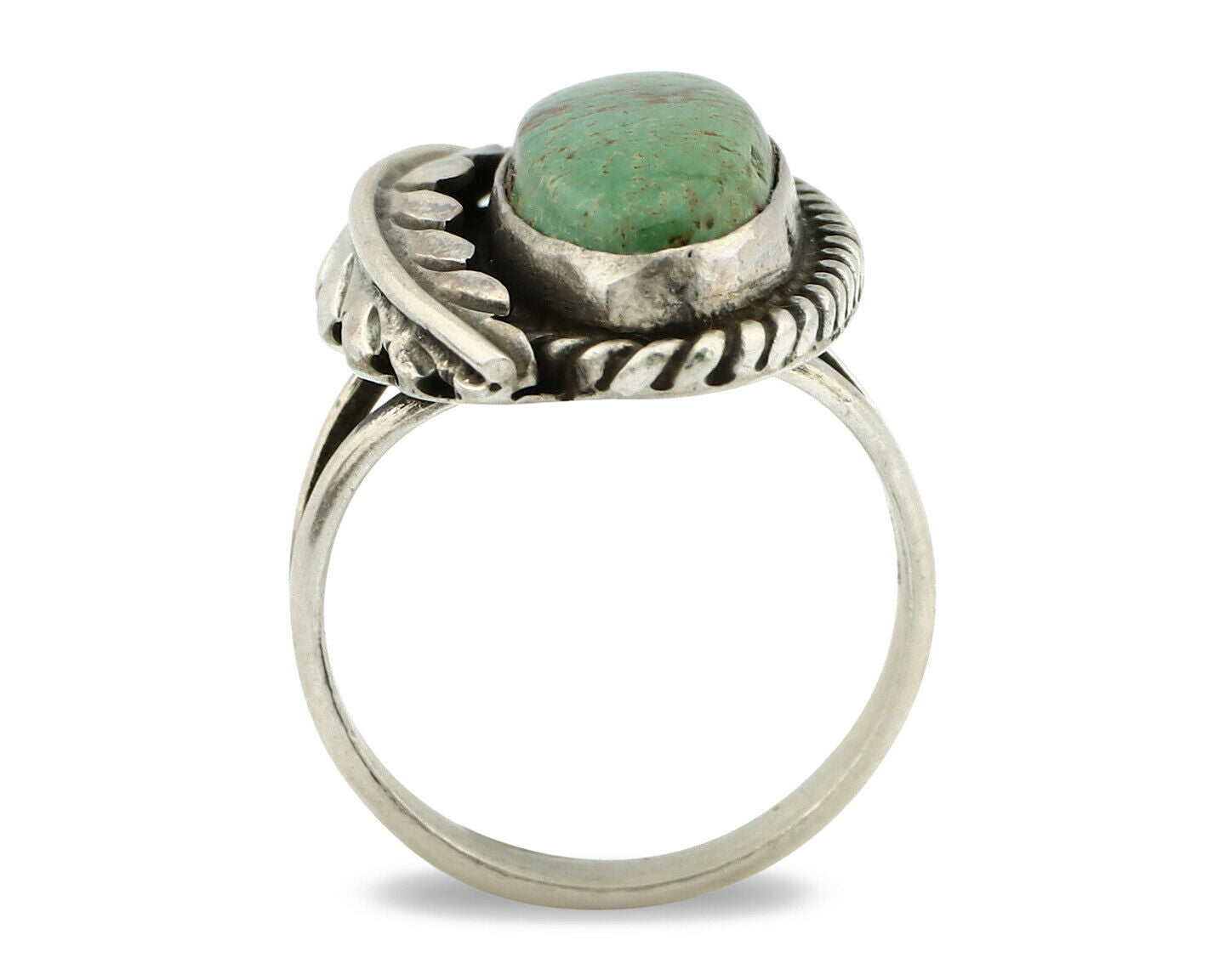 Navajo Ring .925 Silver Manassas Turquoise Signed Artist Apache C.80's