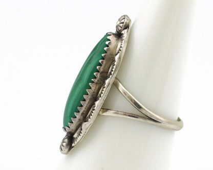 Navajo Ring 925 Silver Natural Malachite Artist Native American Signed H C.80's