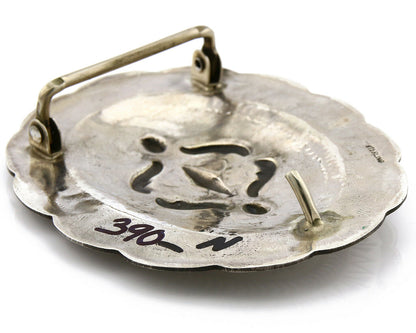 Navajo Belt Buckle .925 Silver Hand Stamped Artist Native American C.80's