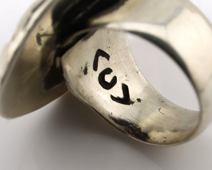 Navajo Ring 925 Silver Natural Blue Turquoise Native Artist Signed C Montoya C80