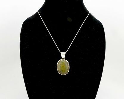 Navajo Pendant .925 Silver Green Agate Turquoise Artist Signed BB C.80's