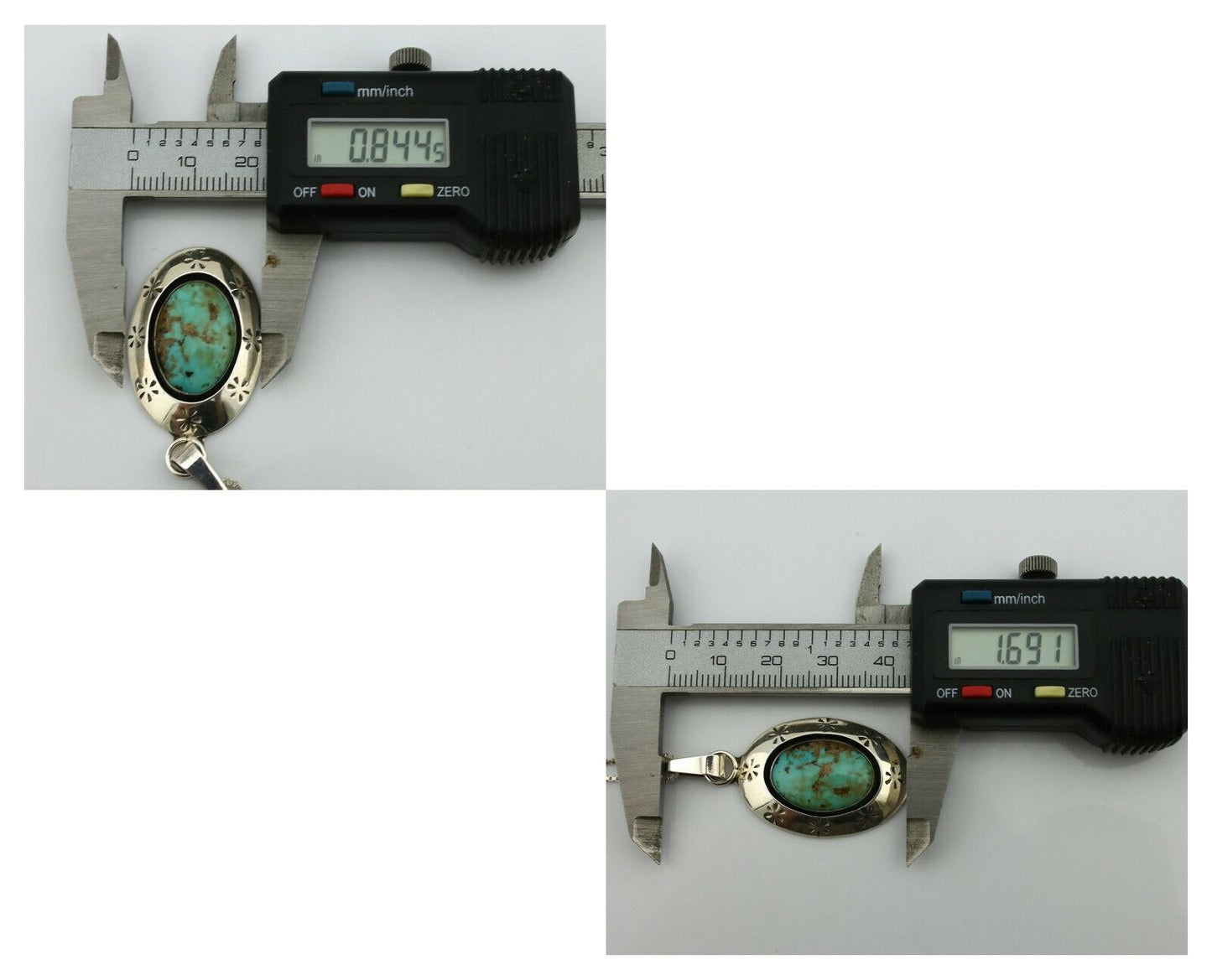 Navajo Pendant .925 Silver Kingman Turquoise Native American C.80's