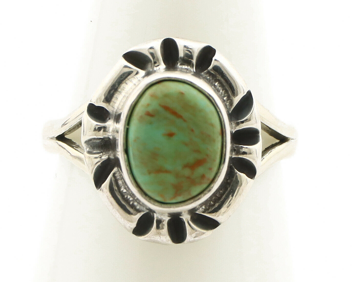 Navajo Ring .925 Silver Kingman Turquoise Artist Signed Gecko C.90's