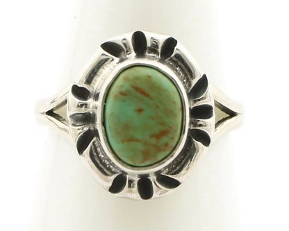 Navajo Ring .925 Silver Kingman Turquoise Artist Signed Gecko C.90's