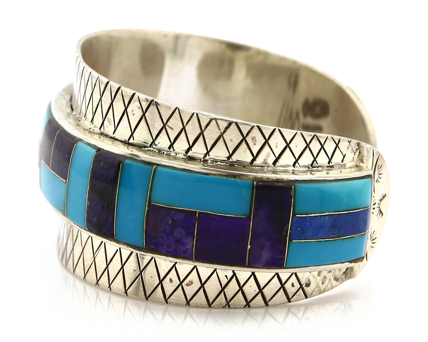 Navajo Bracelet .925 Silver Lapis Amethyst Turquoise C.80's