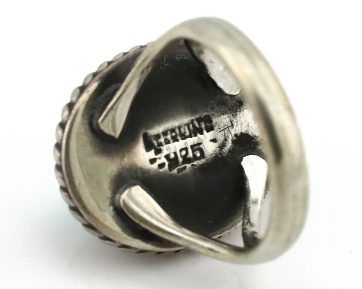 Navajo Ring .925 Silver Kingman Turquoise Native American Artist C.1980's