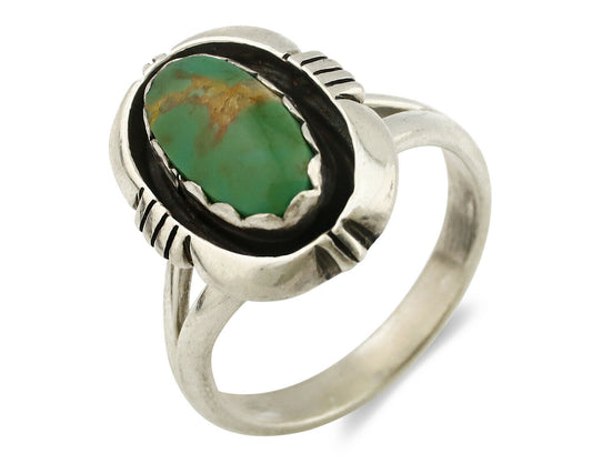 Navajo Ring .925 Silver Kingman Turquoise Handmade Native American Artist C.80's