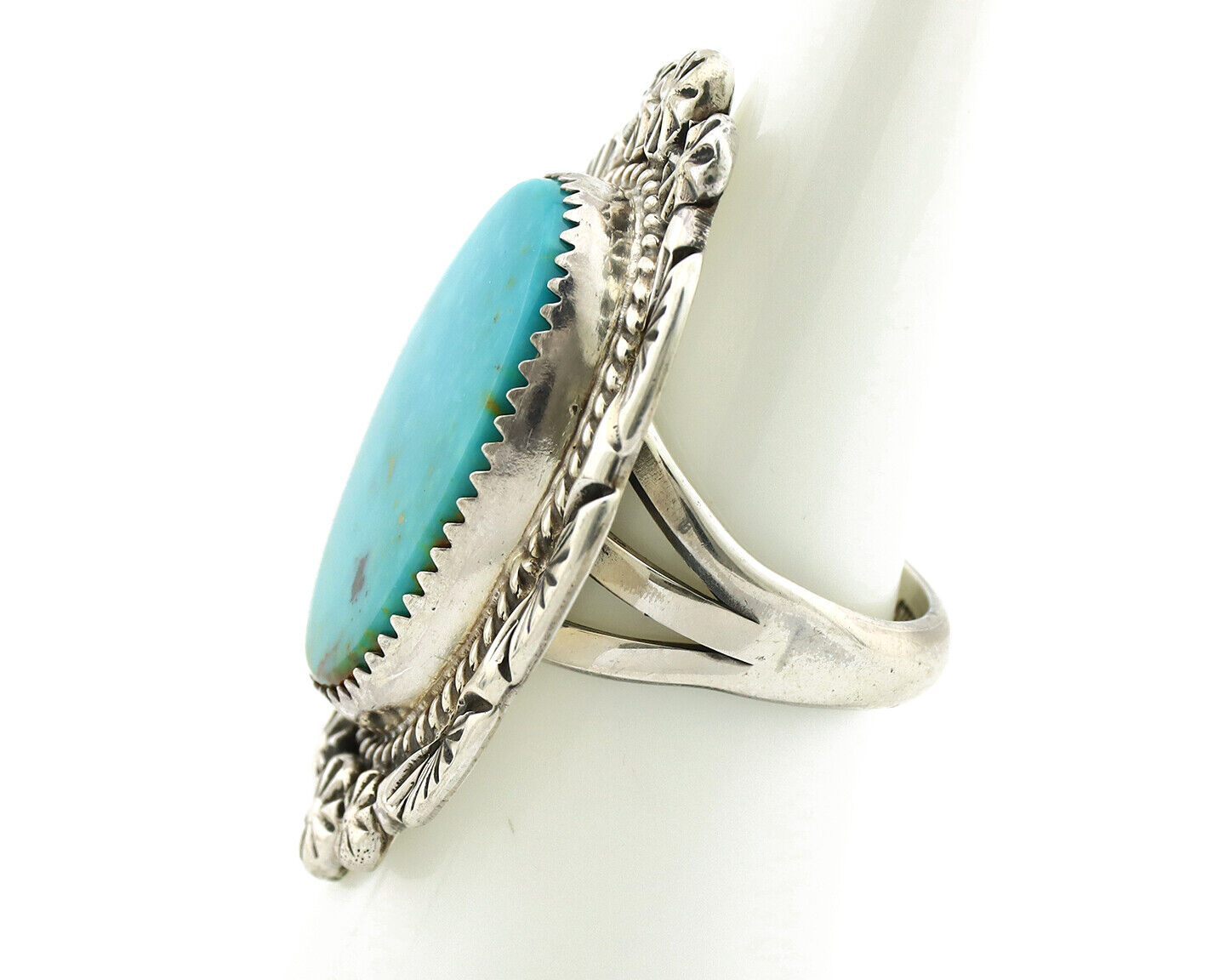 Navajo Ring 925 Silver Turquoise Mountain Artist Signed M Begay C.80's
