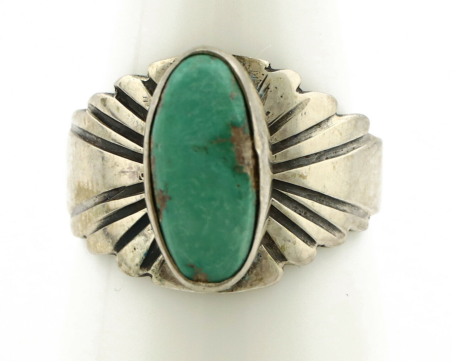 Navajo Ring .925 Silver Royston Turquoise Artist Signed Apache C.80's