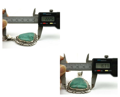 Navajo Kingman Turquoise Pendant .925 Silver Artist Signed Sunrise C.80's