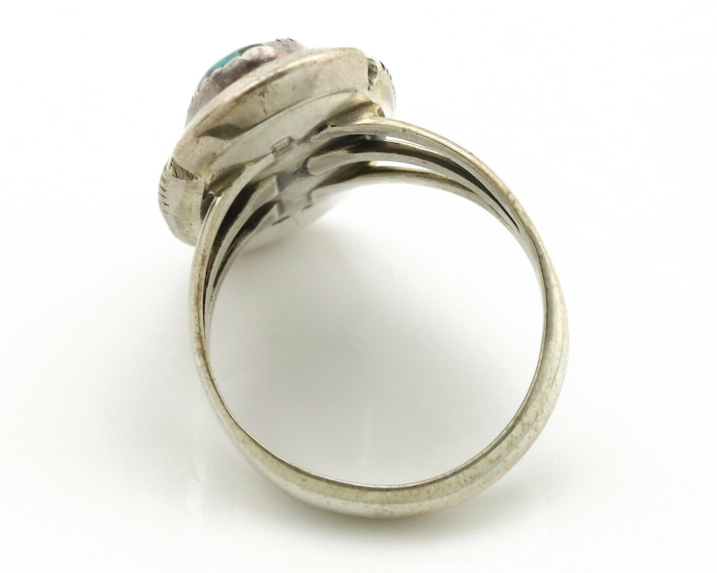 Navajo Ring .925 Silver Spiderweb Native American Artist Signed B C.1980's