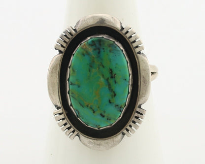 Navajo Ring .925 Silver Blue Gem Turquoise Artist Signed L.M. Nez C.80's